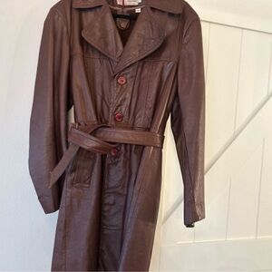 Jean Pierre Cognac colored vintage leather coat made in Buenos Aires
